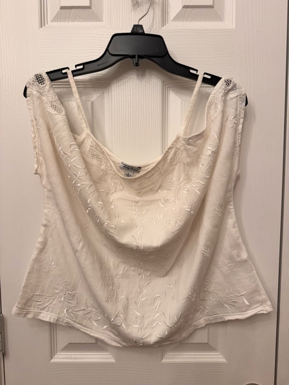 Lucky Brand Cream Embroidered Cowl Neck Camisole
